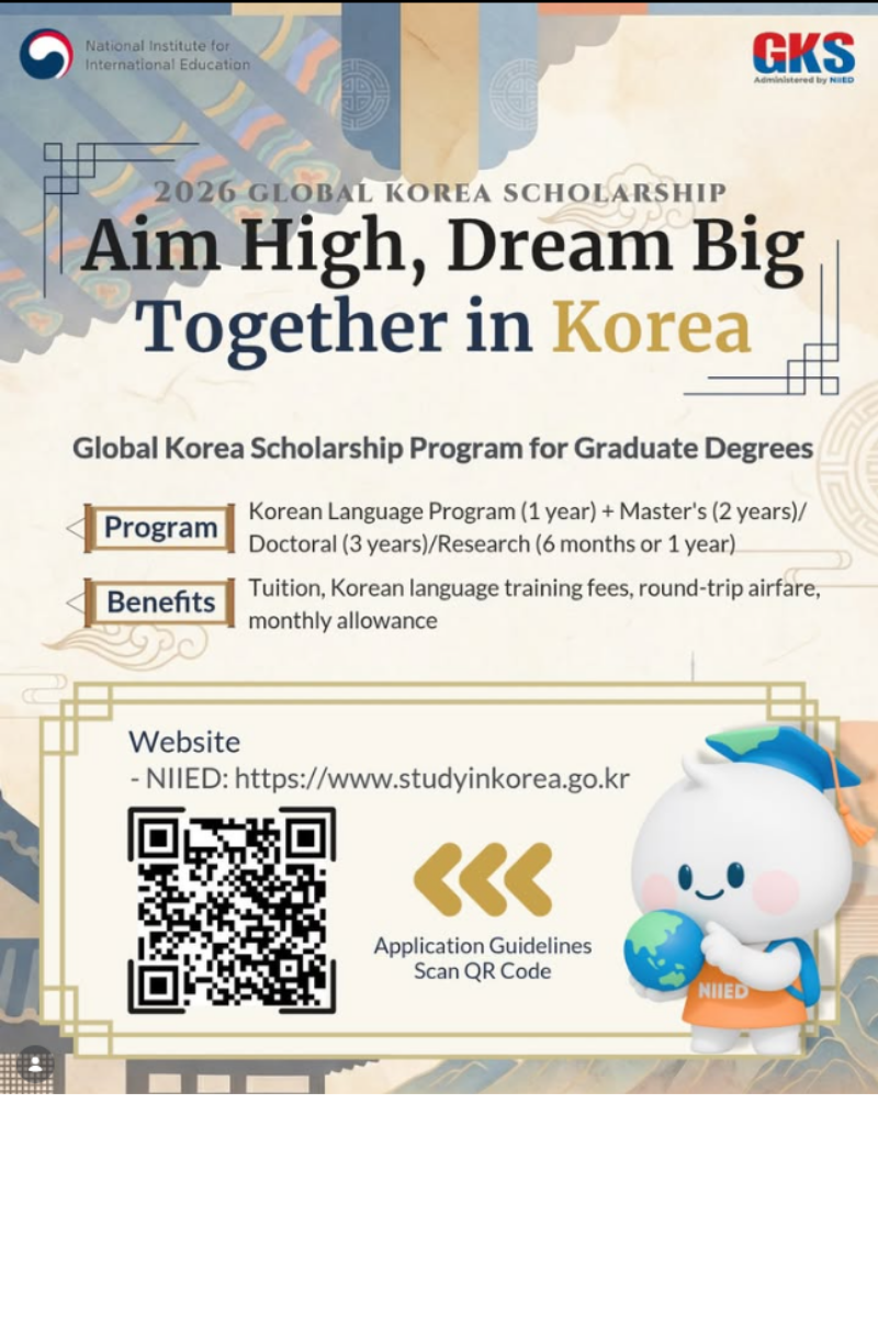 2026 Global Korea Scholarship Program for Graduate Degrees